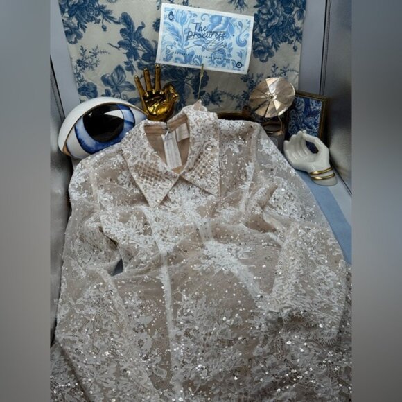 🆕 BRONX & BANCO 🧿 NWOT Adelaide White Lace Bridal Mini Dress, Sz S US 4 - Picture 13 of 16